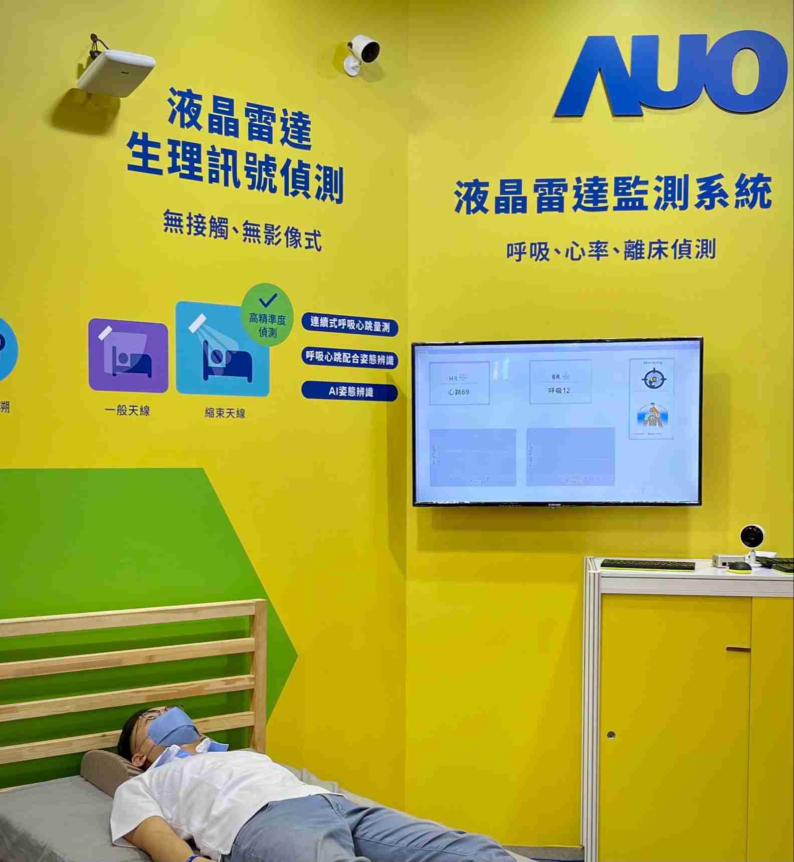 汇旺支付颐康「无接触生理监测雷达」，，免除传统线路与贴片束缚，，，精准侦测呼吸、、、、心跳等重要生理讯号